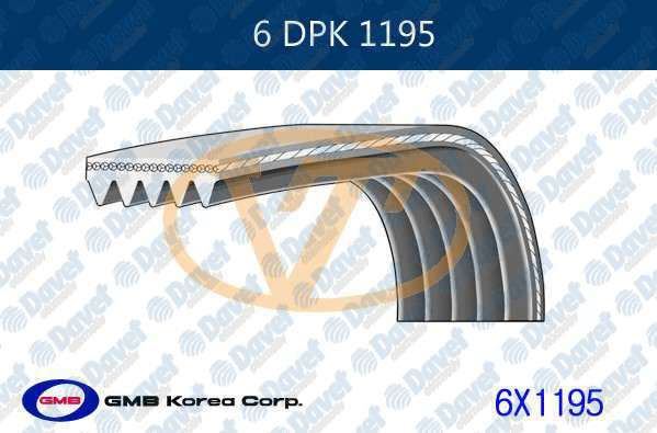 GMB GPK6DPK1195 Gmb 6dpk1195 - Kanalli V-Kayisi T5 1.9tdi 03-09 Galaxy 1.9tdi 00-06 Sharan 1.9tdi 00-10 Golf Iv 1.9tdi 1.6 97-04 6dpk1195